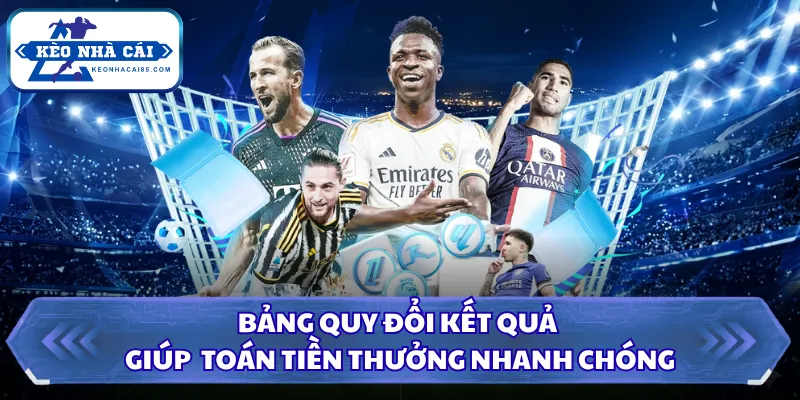 Bảng quy đổi kết quả giúp tính toán tiền thưởng nhanh chóng